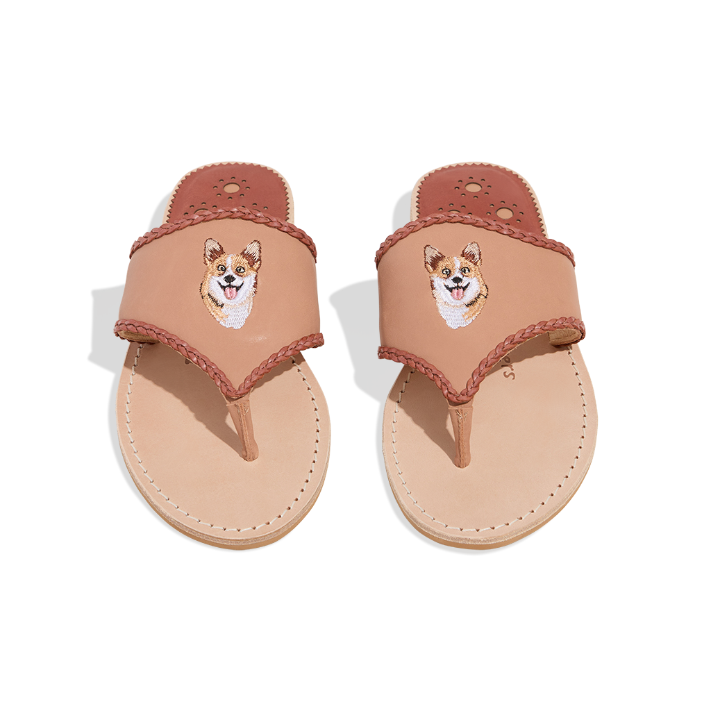 Corgi Embroidered Sandal