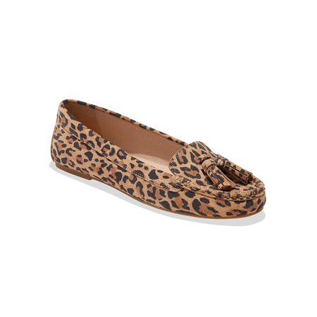 JACK ROGERS Women's Audrey popular haircalf Loafers in black and bone animal print 6.5